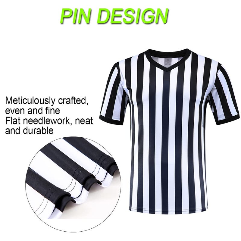 Shinestone Referee Shirt, Referee Costume Shirt for Womens and Mens, V Neck Referee Umpire Shirt Jersey for Football, Soccer and Sports for Christmas (Small) - Image 3